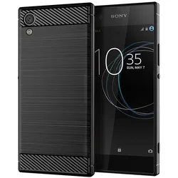 Shockproof Silicone Carbon Fiber Design Phone Case - Stylish Back Cover Coque s for Sony Xperia XA1 Plus (Black)