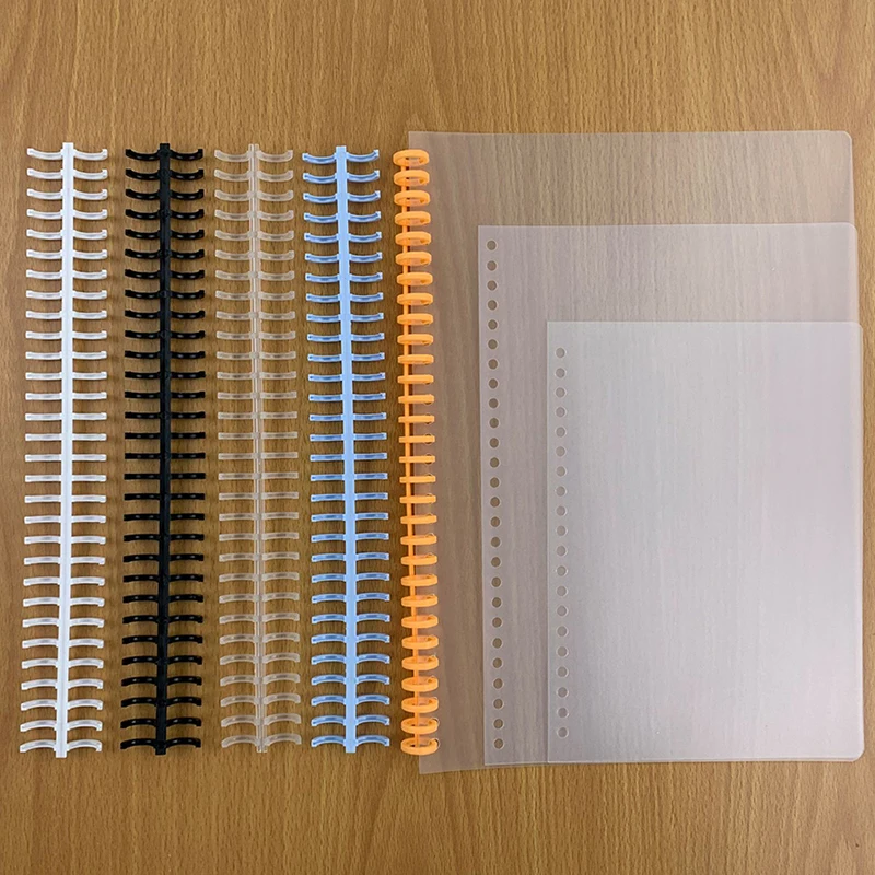 30-Rings Plastic Comb Binding Spines, 12mm Diameter, 55 Sheets of 100g Paper Capacity, Black, Orange, White, Clear, Blue