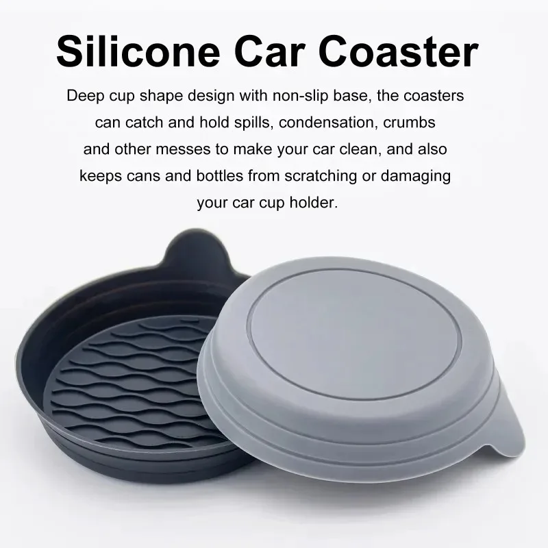 Car Coaster Pads 1/2 Car Coaster Non-Slip Silicone Mat for Car Water Cup Auto Interior Anti-Slip Cup Pad Drink Holder Mat Decoration Accessories cup holder coasters car coaster pads