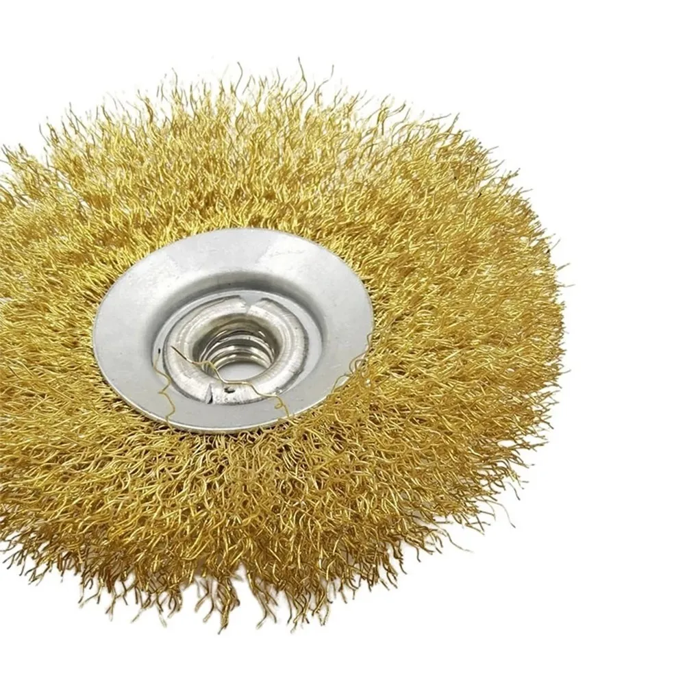 115mm Copper Steel Wire Brush Wheel Metal Rust Remove Cleaning Tools With M14 Angle Grinder Drill Adaptor