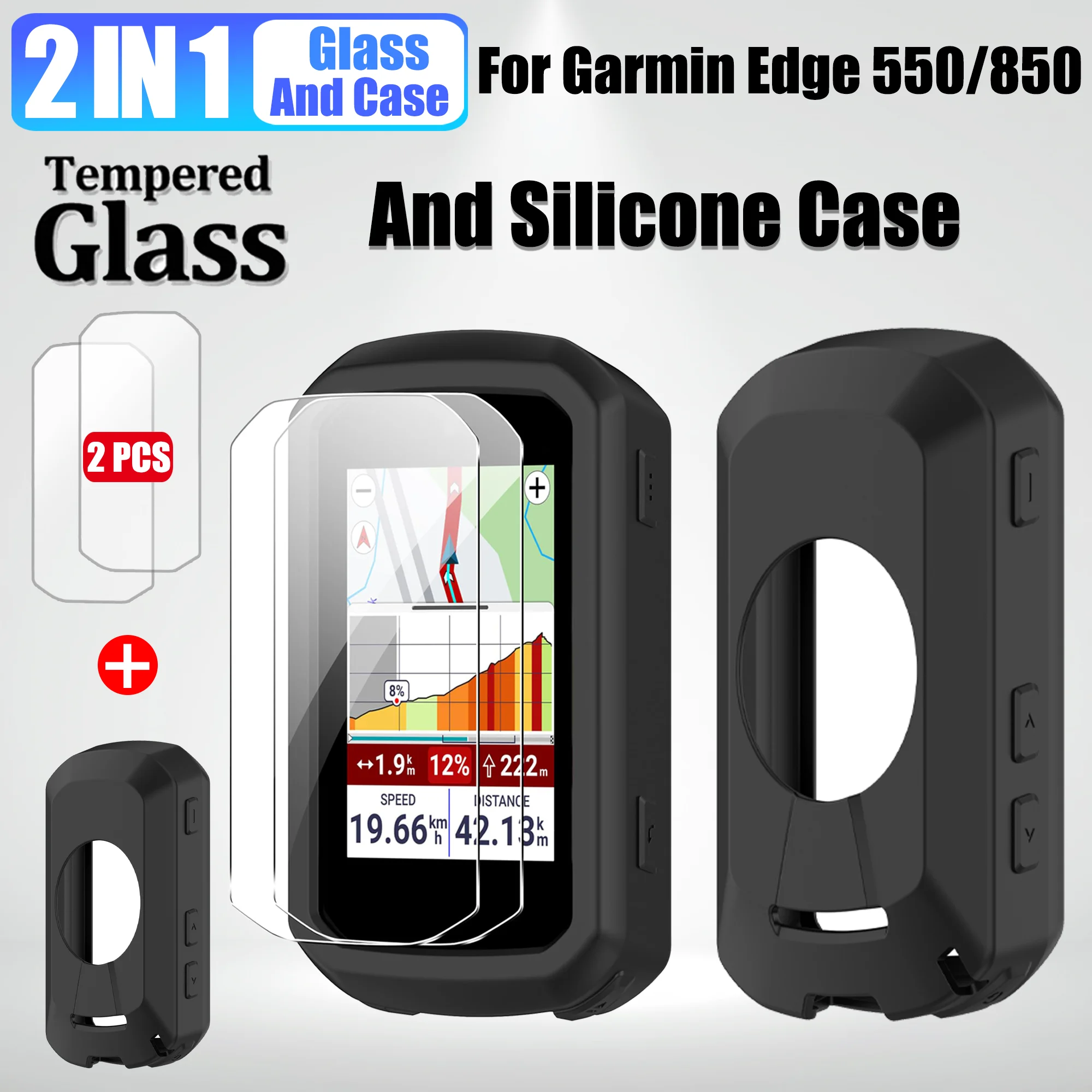 Premium Tempered Glass Screen Protector with Silicone Case for Bike Computer Stopwatch