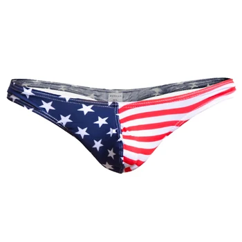 Men's Underwear Thongs American Flag Sexy Striped Shorts Bulge Pouch Comfortable Underpants for Men Thongs G-string 1