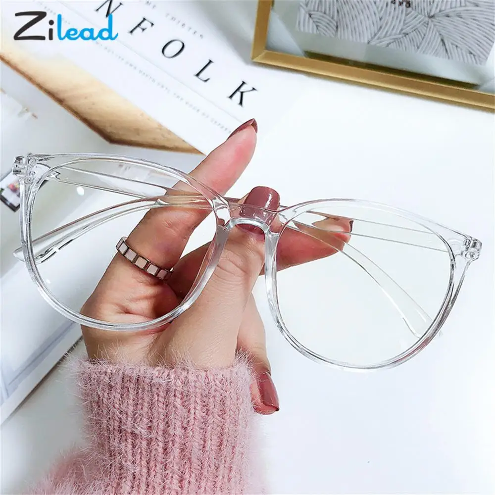 Zilead Transparent Anti Blue Light Myopia Glasses Women Men Oversize Nearsighted Eyewear Unisex Optical Glasses Diopters 0-1-2-6