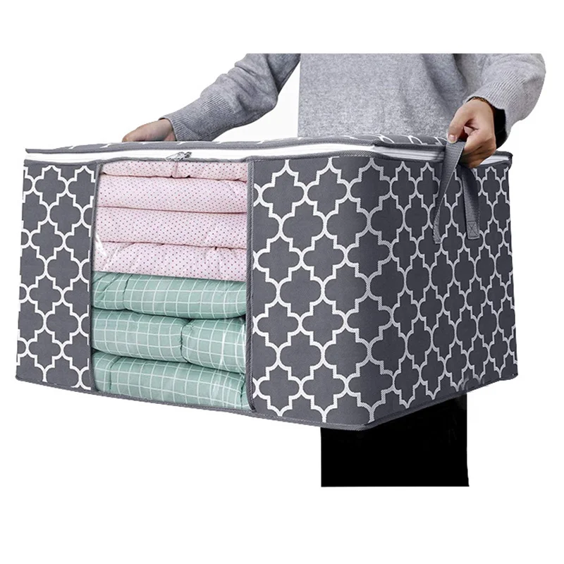 

Portable Non-Woven Storage Bag Multifunctional Clothes Quilt Pillow Zipper Organizer Household Wardrobe Finishing Supplies Tools