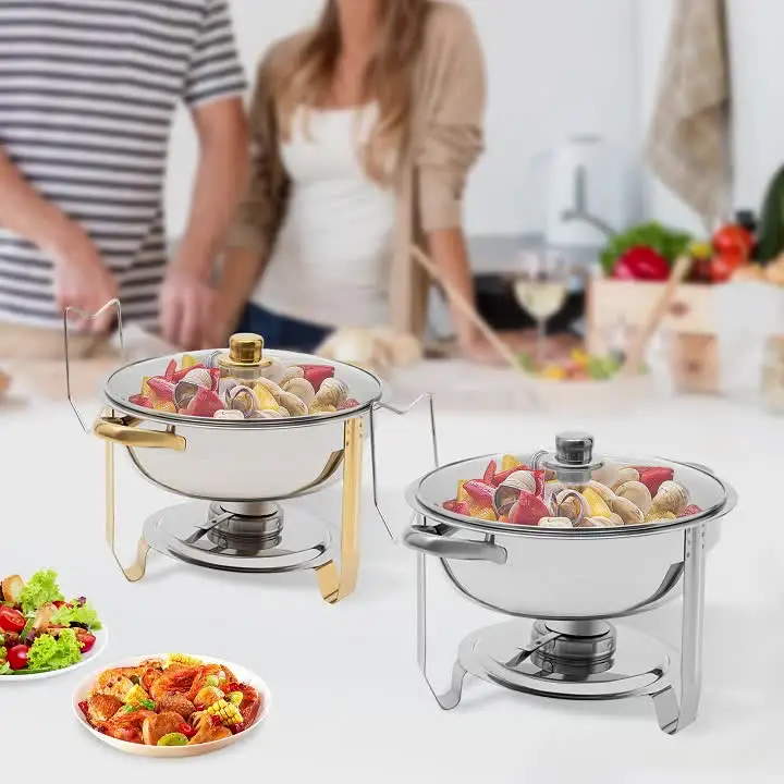 Pratos Buffet WILPREP - 4 Peças 5L, Aço Inoxidável, Aquecimento E Resfriamento