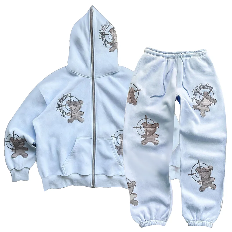 

Aesthetic Grunge Zip Up Hoodie Streetwear Printed Long Sleeve Sweatshirts Gothic Man’s Y2k Pants Winter Female Hoodie Women Suit