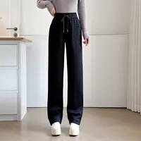 4XL Fashion Plus Size Woman Clothing Straight Leg Jeans Winter Retro Drawstring Waist Fleece Warm Denim Casual Long Pants 26019