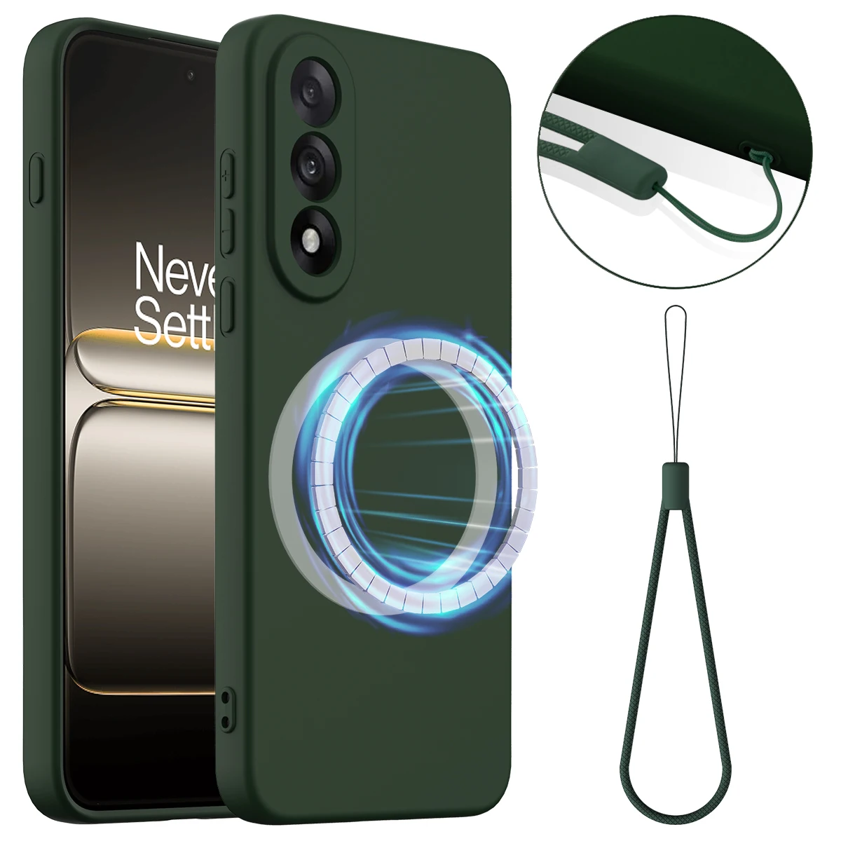 Magnetic Soft Liquid Silicone Strap Protective Case with Microfiber Lining