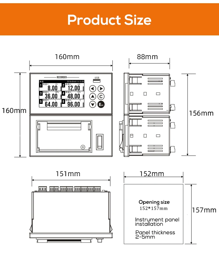 RS485 Paper Data Logger with Data Printing Function Temperature Pressure Humidit