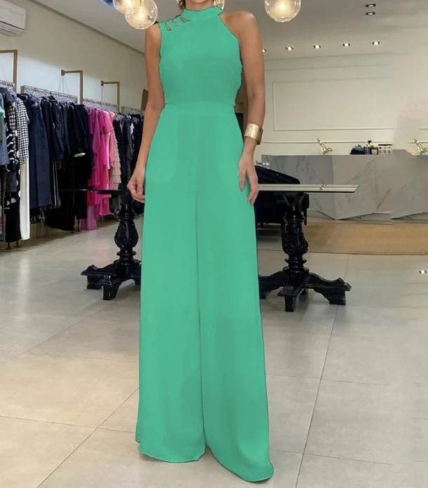 Fashion Simplicity 2024 Spring Summer Women Jumpsuit Casual Style Solid Color Irregular Hollow Out High Waist Long Jumpsuit new style 2024 women s jumpsuit early spring casual simple half sleeve wide leg work long jumpsuit temperament commuting