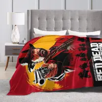Red Dead Redemption 2 couverture chaude et douce pour étudiants, literie en peluche, motif canapé, chaise, couvre-lit en flanelle 3