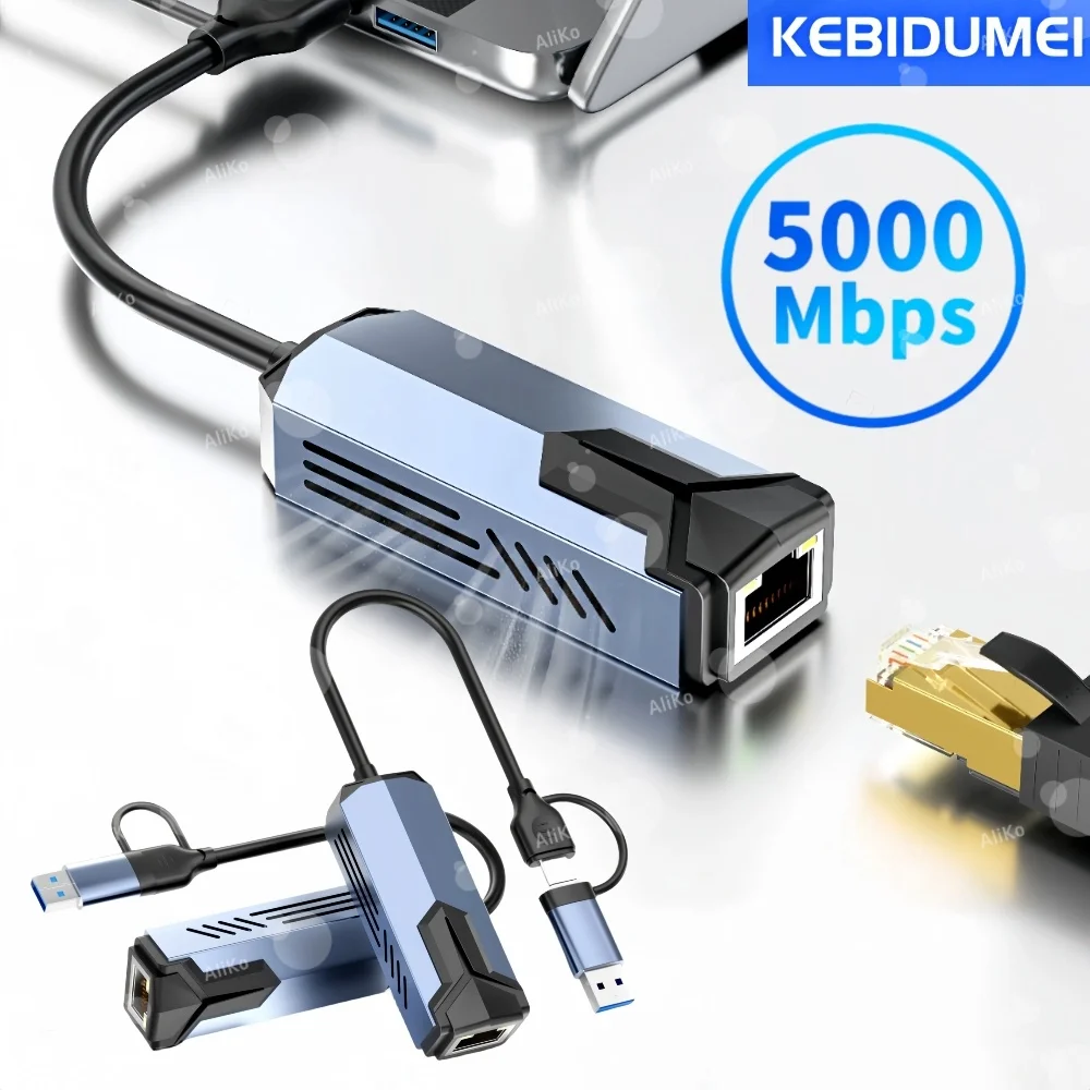 5000Mbps 이더넷 어댑터 5G USB 3.0 타입 C to RJ45 네트워크 카드..