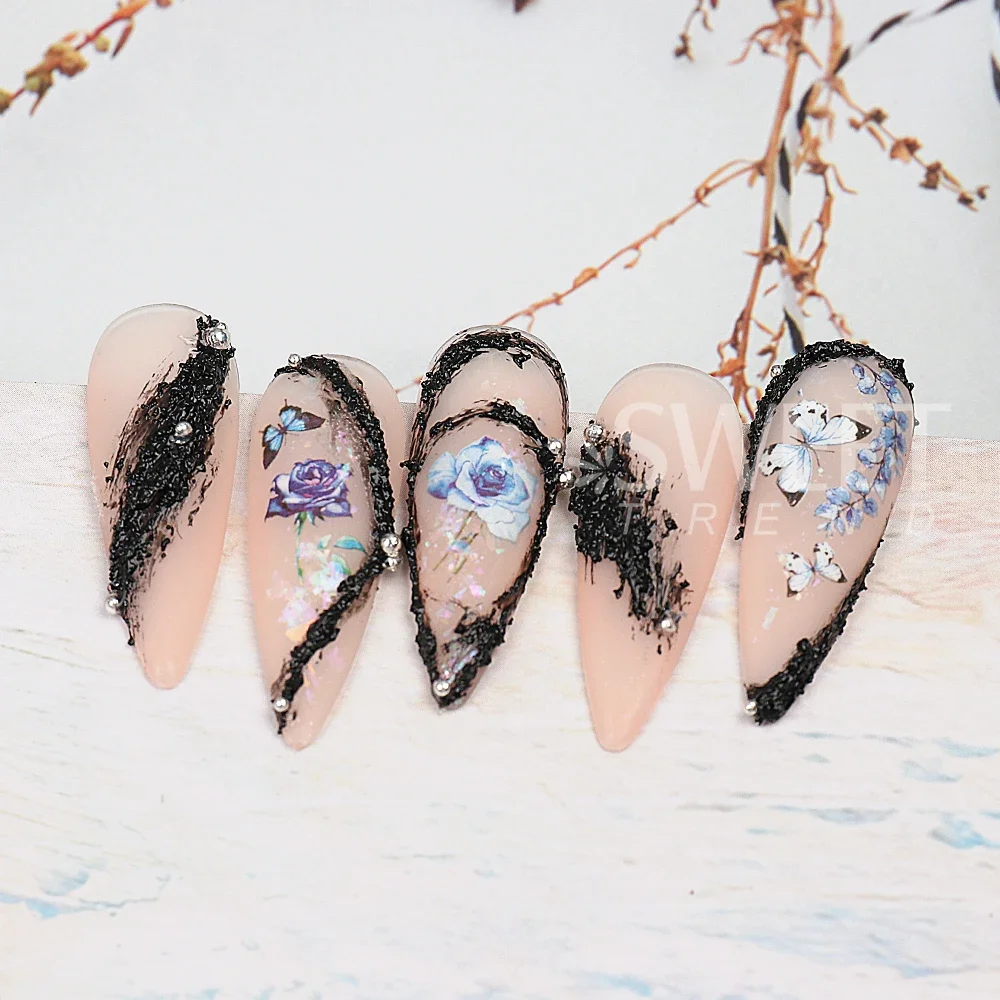 2pcs 5D Acrylic Engraved Drawing Gel Nails Polish Plaster Effect DIY Embossed Manicure Gel Decor No Need Top Coat Plaster Glue