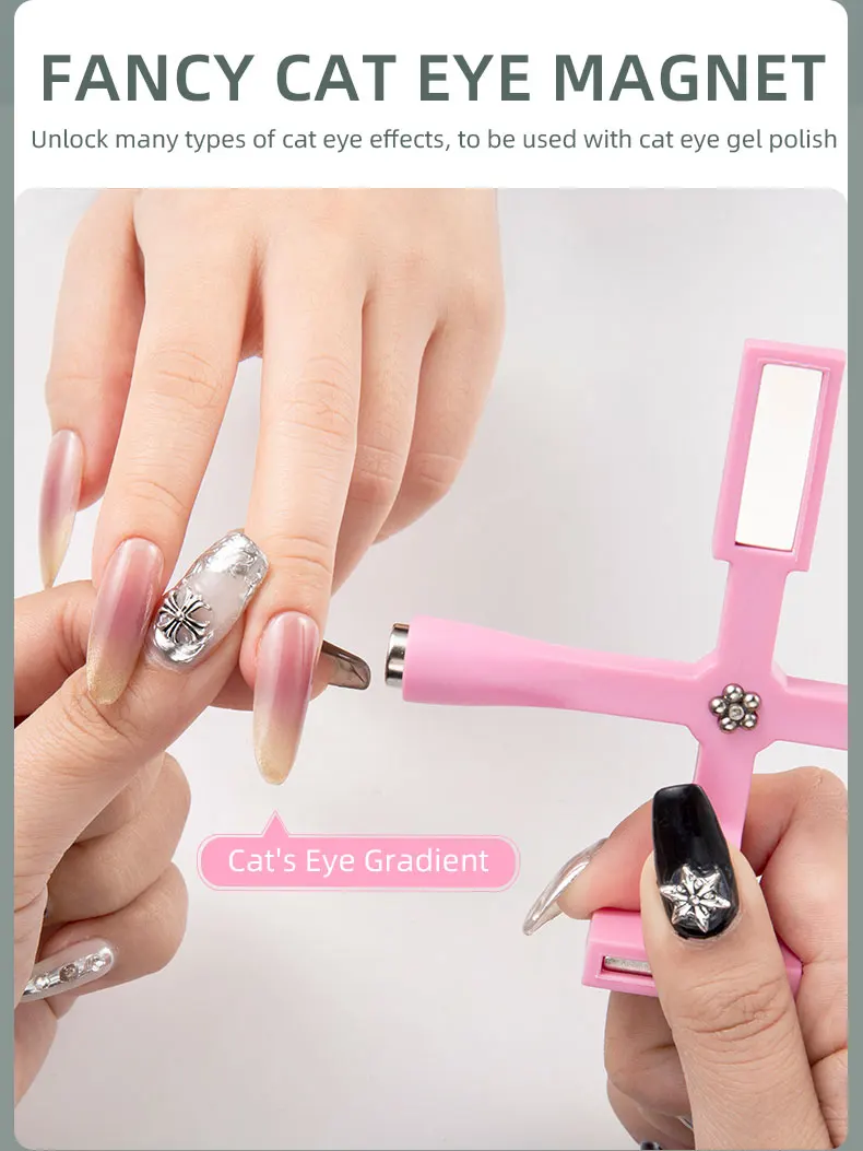 Description Picture 3 of item5 IN 1 Multi-function Cat Eye Nail Magnetic Stick Cross Magnet Board For Cat Eye UV Gel Nail Tool Shiny Nail Art Decal Tools