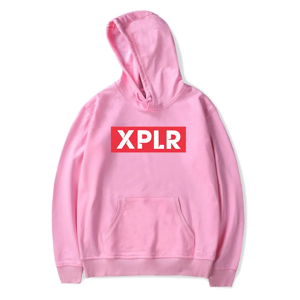 XPLR com capuz com logotipo, estilo casual, pulôveres estampados, moletom, streetwear, Sam & Colby Merch