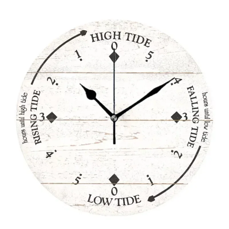 Rustic Beach Ocean Tide Time Decorative Wall Clocks Round Large Coastal Nautical Tide Wall Watch Bedroom Home Decor 12 14 inch