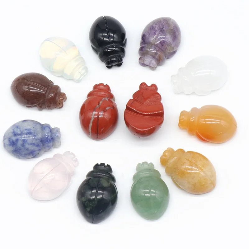 

10pcs 1 Inch Carved Beatles Beetle Shaped Natural Gems Animal Ornaments Charms Healing Crystal Stones Jewelry Art Craft Gift