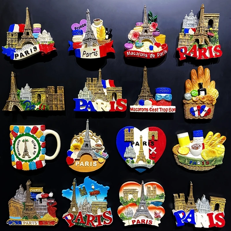 Parigi Francia 3D Torre Eiffel frigorifero magnete souvenir regalo, resina fatta a mano Parigi frigorifero magnete collezione decorazione casa e