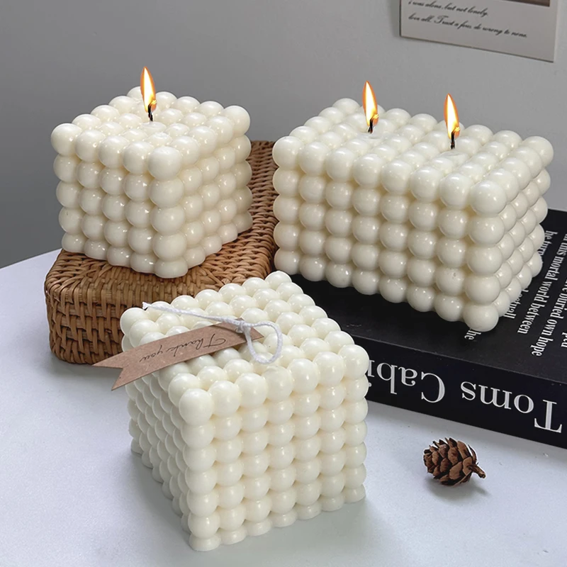 3D Large Cube Ball Silicone Candle Mold DIY Geometric Handmade Scented Candles Soap Plaster Craft Gift Making Molds Home Decor
