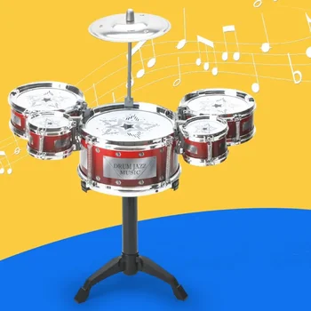 Jazz Drum Set For Kid 5 Drums Kits Stick Set Music Instrument Development Intelligence Educational Toys Beginners Gifts Boy Girl