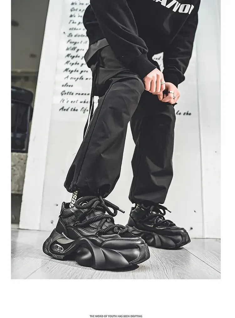 Microfiber Leather Upper Increased Platform Stylish Sneakers