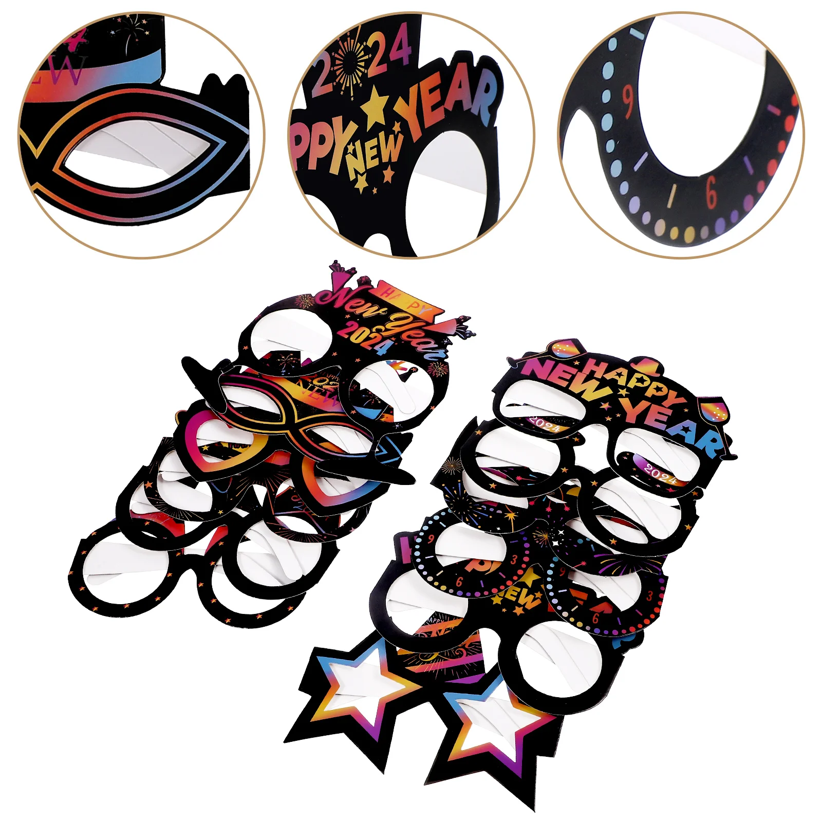 

2 Sets Makeup Costume Props New Year Glasses Bathroom Decorations Sunglasses Paper Party Eyeglasses