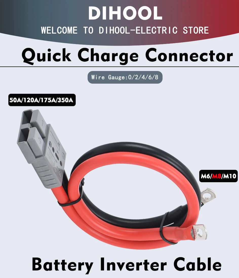 jeu de câbles de batterie en silicone souple avec prise courant connecteur de charge rapide pour voiture électrique double