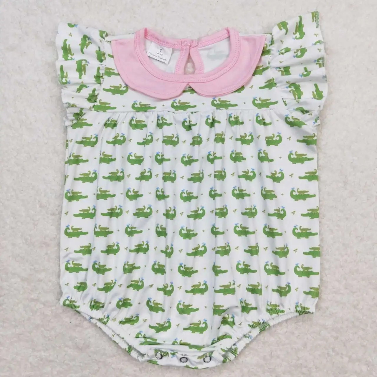 Wholesale Baby Boy Girl Toddler Embroidery Ducks Plaid Romper Newborn Coverall Bodysuit Kids Short Sleeves Buttons One-piece 6