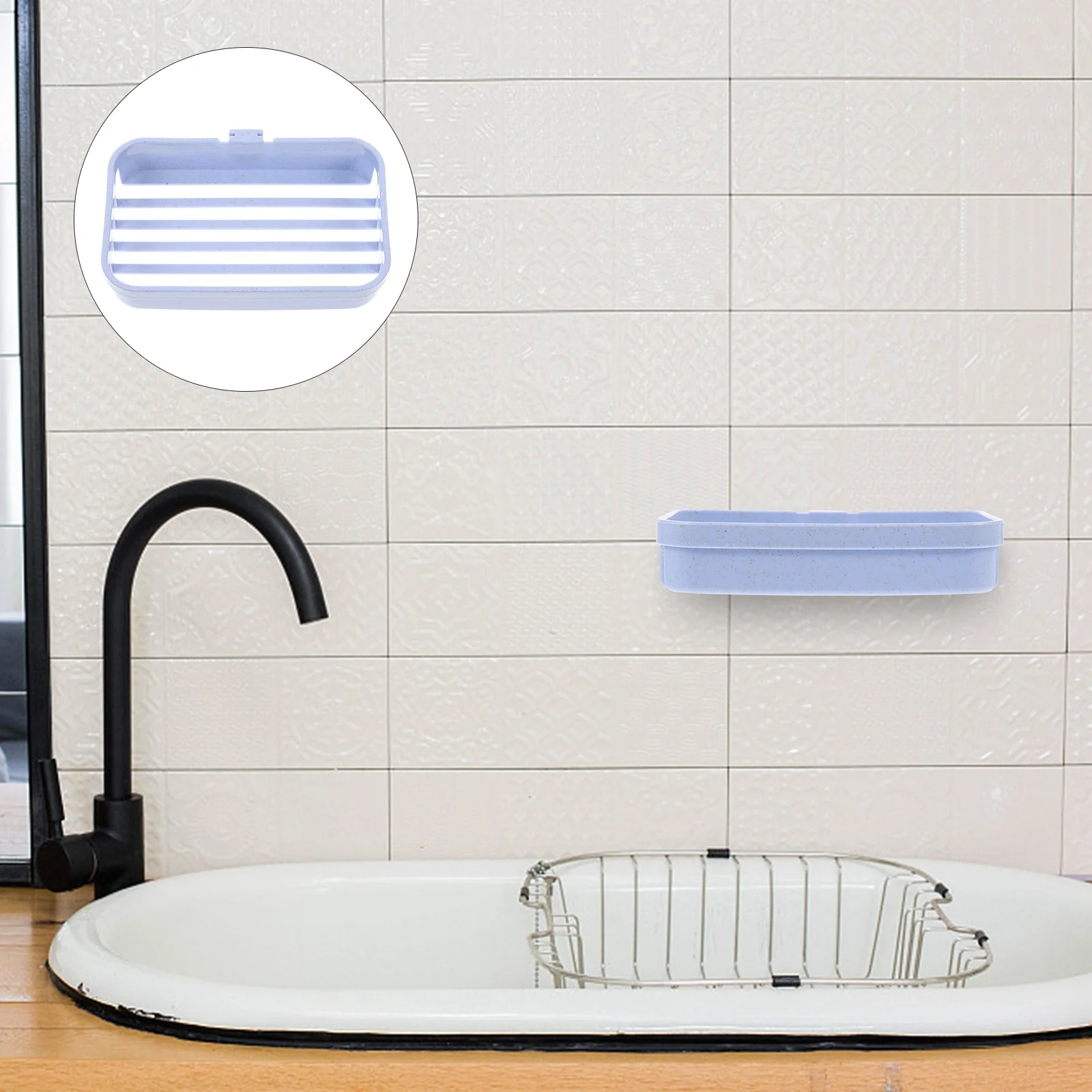 

No Punch Soap Dish Suction Cup Holder Wall-mounted Rack Drain Plastic Draining Tray