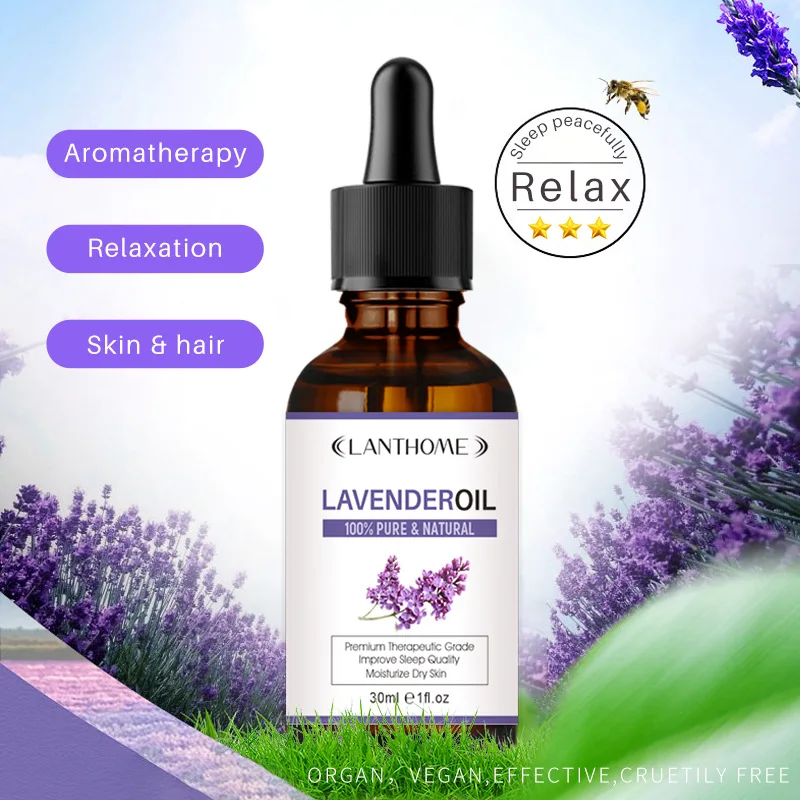 

30ml Pure Lavender Sleep Essential Oil Stress Relief Relax Body Massage Moisturizing Face Hair Care Oil For Humidifier Diffuser