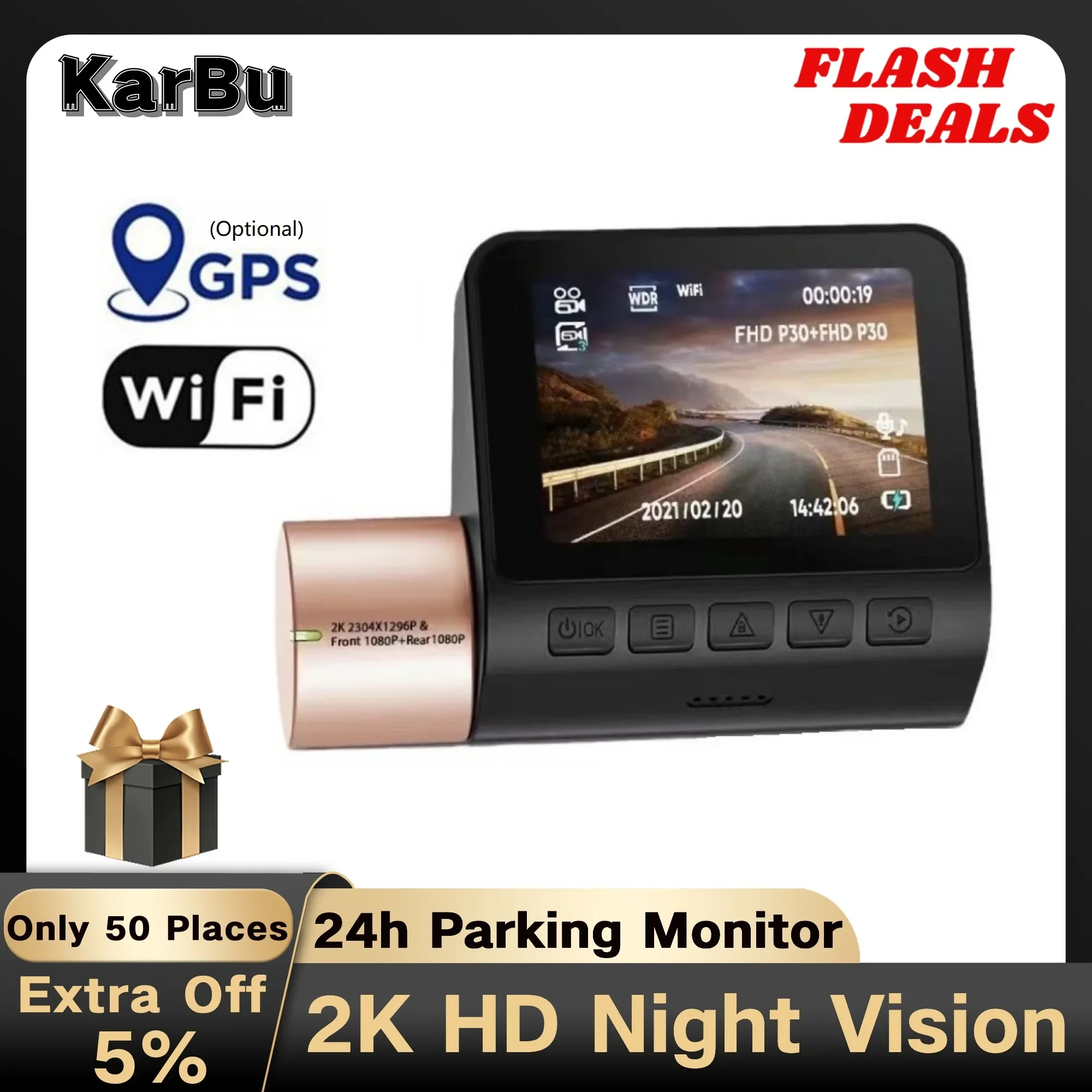 

2K Dash Cam for Car Camera WIFI GPS Night Vision Dashcam 24h Parking Monitor Dvr Para Coche Mini Kamera Samochodowa Rejestrator
