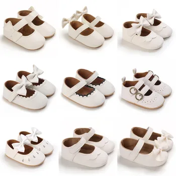 VALEN SINA Scarpe casual per bambini Neonato Bowknot Gomma antiscivolo Suola morbida Piatto PU Primo camminatore Neonato Fiocco Decor Mary Janes 1