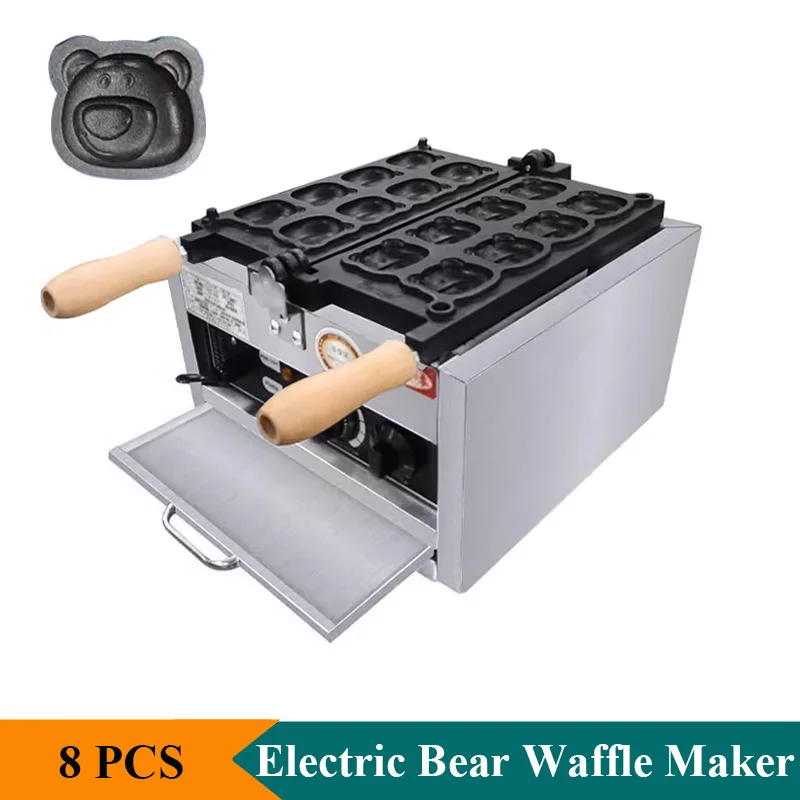 220V 110V Waffle Maker A Forma Di Orso Mini Pan Cake Making Machine Acciaio Inossidabile 3Kw Snack Equipment Uso Commerciale O Domestico