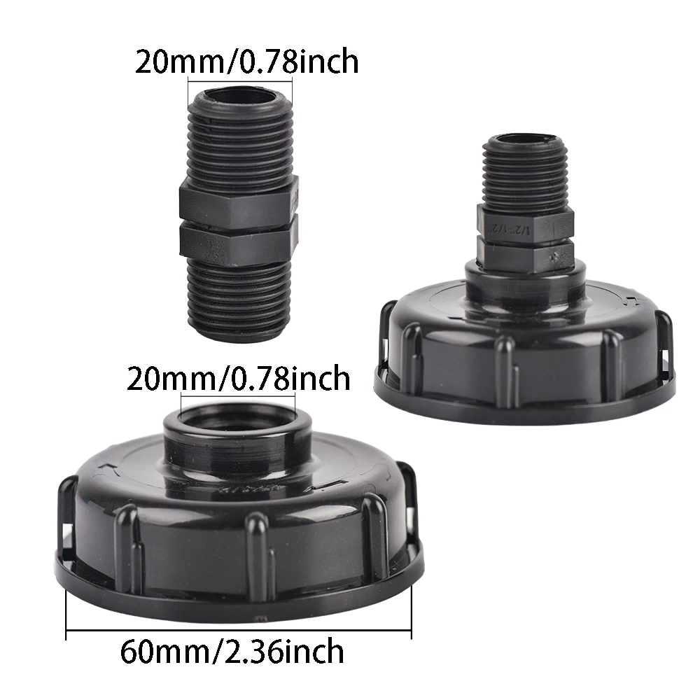 IBC Tank Tap Adapter S60x6 Coarse Thread to 1/2" & 3/4" Male Female Stainless Steel Spout for Water Storage Containers