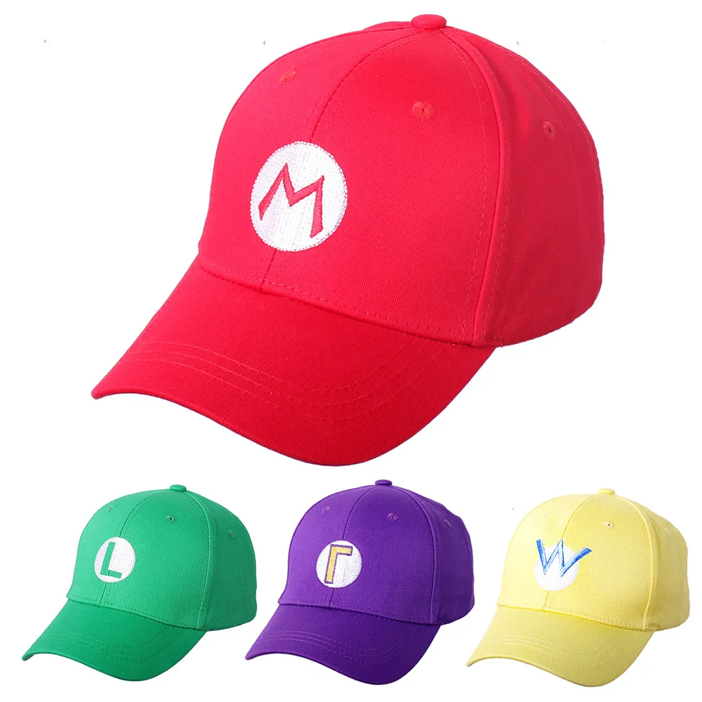 

Super Mario Baseball Caps Boy and Girl Cotton Embroidered Multi-color Hats Sun Block Visor Cap Children's Anime Peripheral Gift