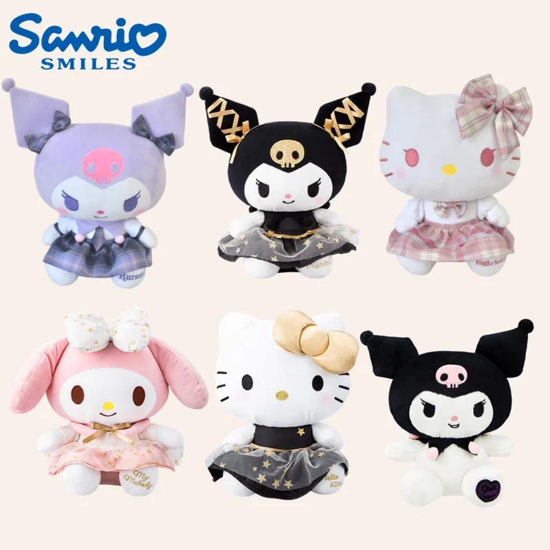 

2023 Sanrio кукла черная Золотая серия Kuromi детские игрушки мультфильм милые девочки Плюшевые игрушки кавайные свадебные куклы Украшение