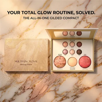 Gilded Radiance Palette, Intense Shimmer & Matte Sculpting, High-End Glow for All Skin Tones, The Ultimate Travel-Friendly Glow
