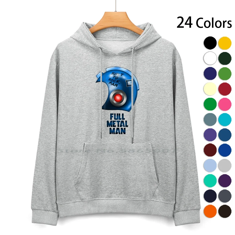 Maglione Con Cappuccio In Puro Cotone Da Uomo In Metallo Pieno 24 Colori Megaman Super Snes Full Metal Jacket Gaming Harebrained 100% Cotone Con Cappu