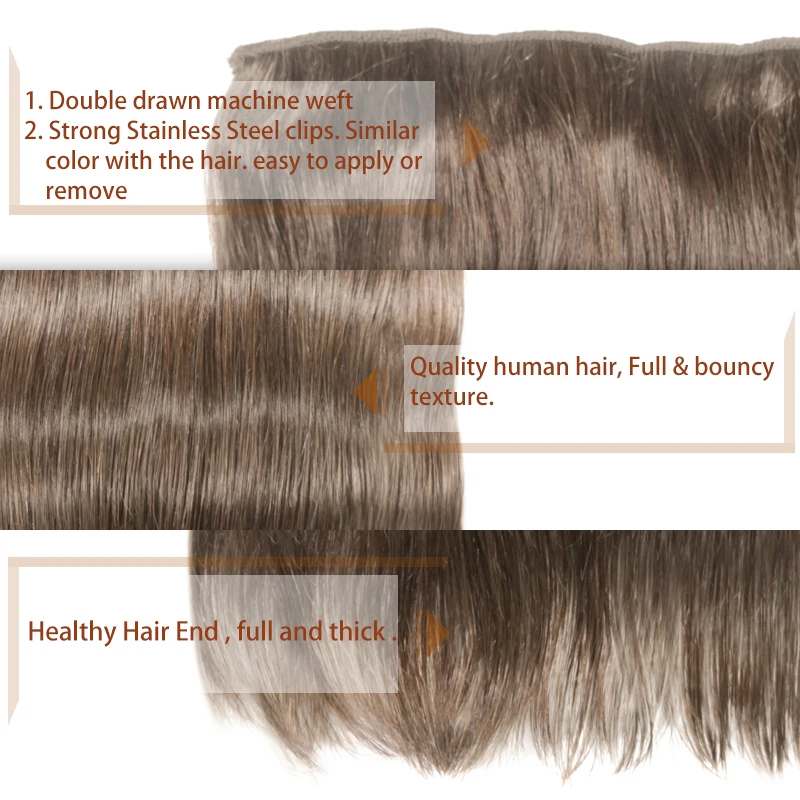 Clip In One Piece Human Hair Extensions 100% Human Remy Fusion Hair 10 Inches With 5 Clips 70G Natural Color Light Blond #60
