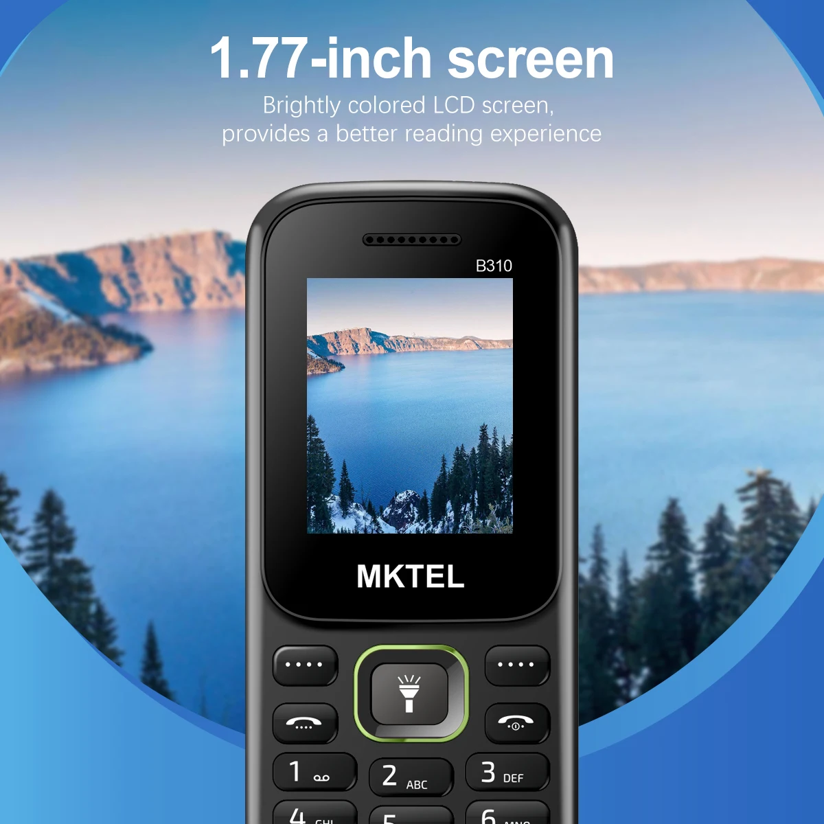 MKTEL B310 Bar Feature Phone 1.77" Display 2G Dual SIM Dual Standby Puguang Lamp 800mAh MP3/MP4/FM Radio/Bluetooth/GPRS 3