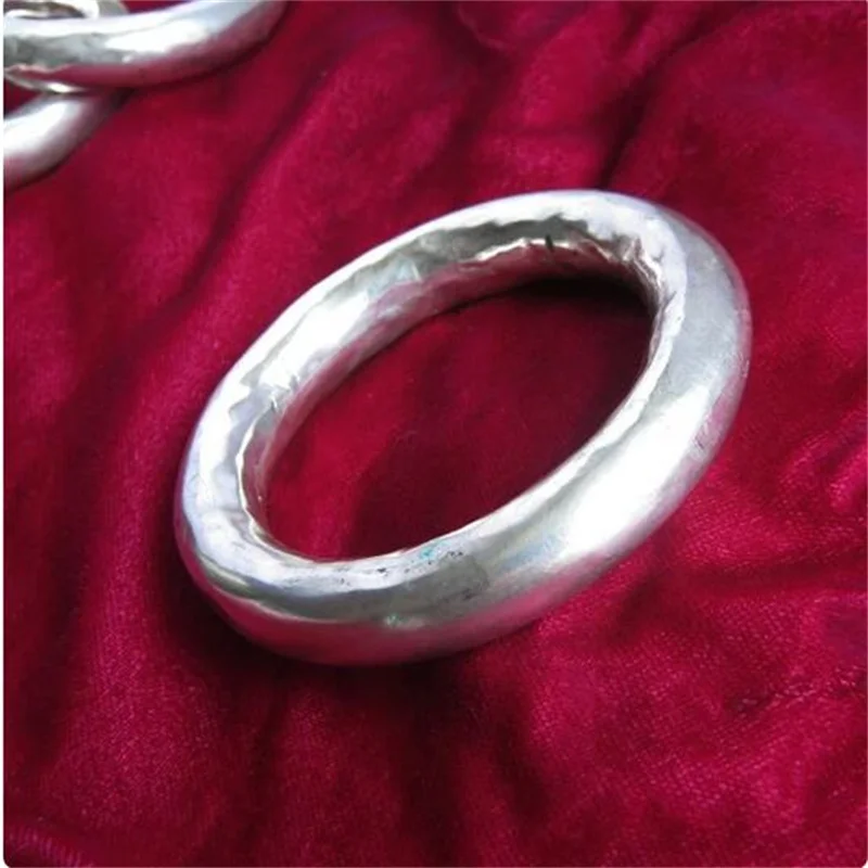 Ethnic jewelry Personality Handmade Miao silver bracelet Exaggerated glossy hollow bracelet