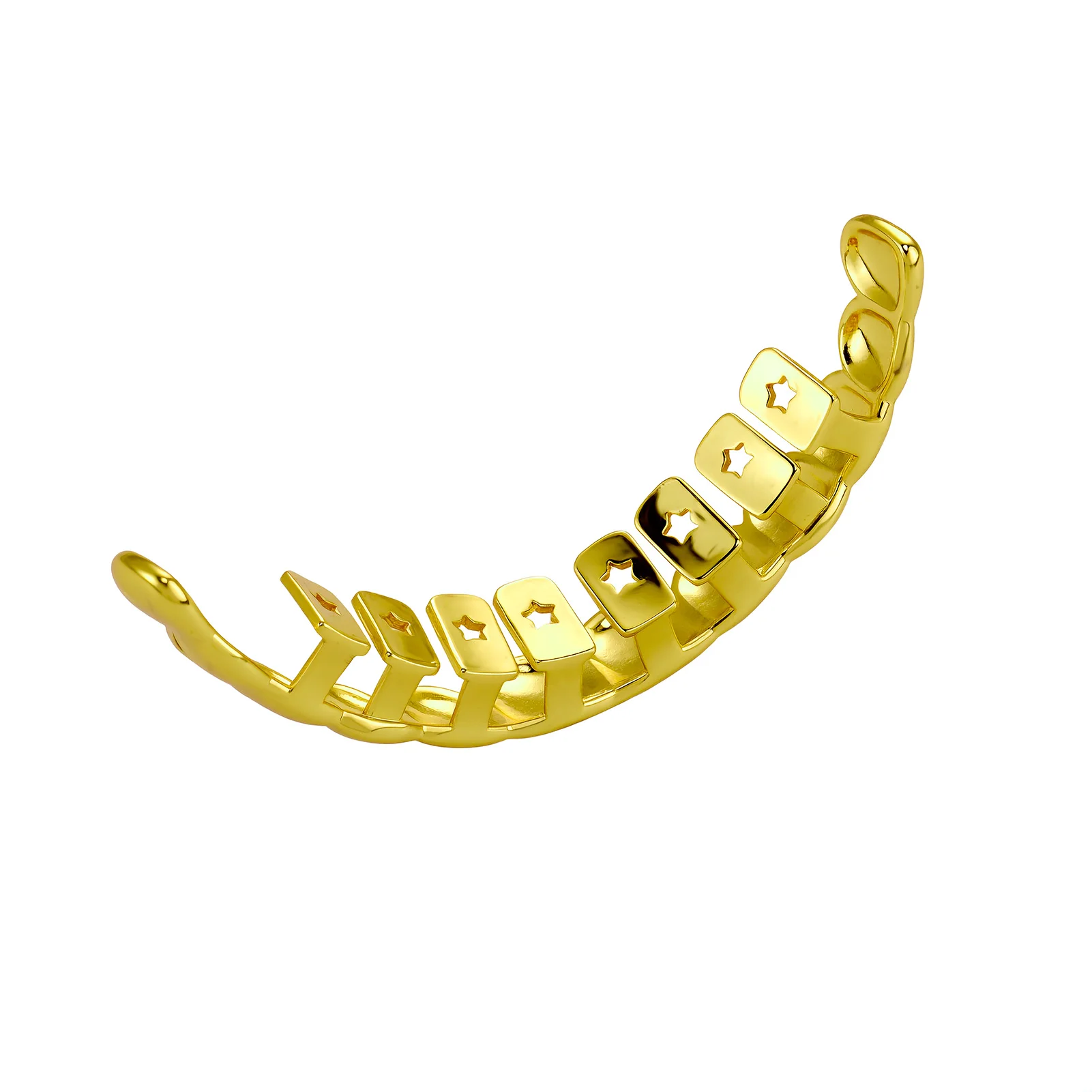JINAO Hip-Hop Glänzende Oberfläche, langes Grillz-Set mit 12 Zähnen für Männer und Frauen, Ober- und Unterkiefer, glänzender Sonnenblumen-Grill, Punk-Rapper, Weihnachten – Detail 6