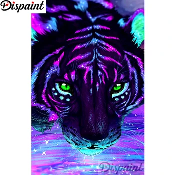 Dispaint Full Square/Round Drill 5D DIY Diamond Painting "Glowing tiger" 3D Embroidery Cross Stitch Home Decor Gift A10721