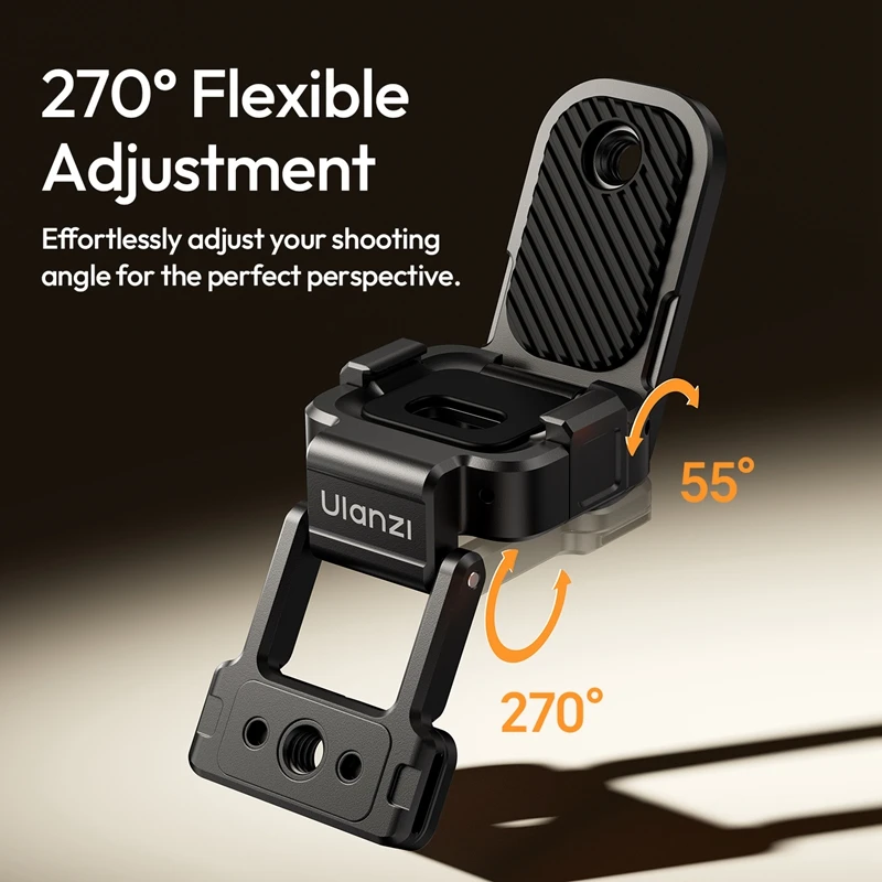 Ulanzi PK16 Quick-Release Magnetic Base for DJI Pocket 3 Action Camera 270° Flexible Adjustment for Railings Fridges Gym Camping