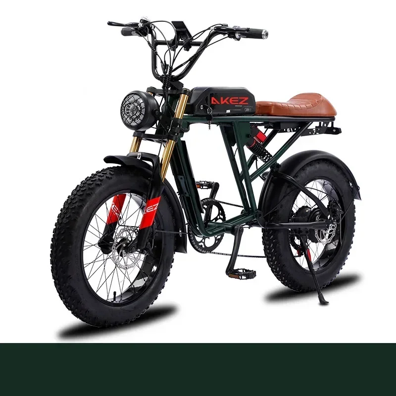 Smart and Powerful AKEZ 1500W 26AH 48V Lithium Full Suspension Folding Mountain Electric Bike Fat Tire Electric Bike