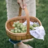 Wood Chip Picnic Basket with Handle Easter Basket Farmhouse Decor Vegetable Snack Basket for Foods or Small Sundries 4