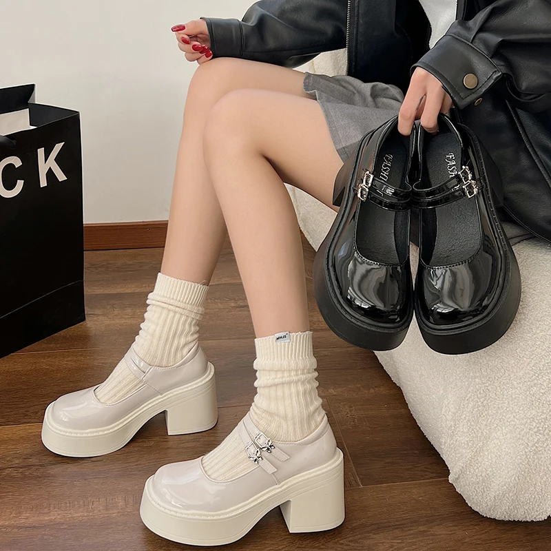 

Повседневная женская обувь, оксфорды, модная женская обувь с круглым носком, сабо на платформе и каблуке, Ретро кожа, Новинка лета 2023, Классические криперы L