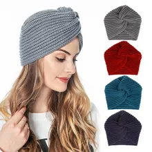 

Muslim Inner Hijab Caps Bohemia Turban Cashmere Cross Wrap Head Indian Hat Wool Knitting Hijab Bonnet Turbante Cap Ready To Wear