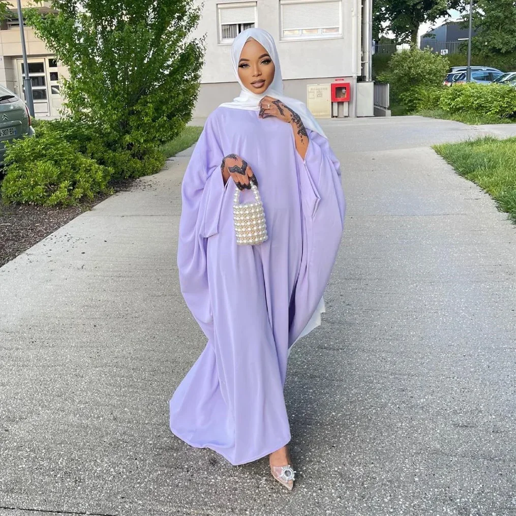 Ramadan Batwing One Piece Prayer Abaya Dubai Nida Muslim Dress Abayas for Women Matching Hijab Scarf Jilbab Kaftan Islam Clothes