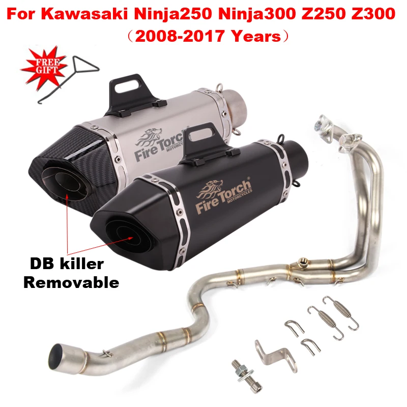 

Motorcycle Exhaust Escape Modify Front Link Pipe Moto Muffler DB Killer For Kawasaki Ninja250 Ninja300 Z250 Z300 2008 - 2017